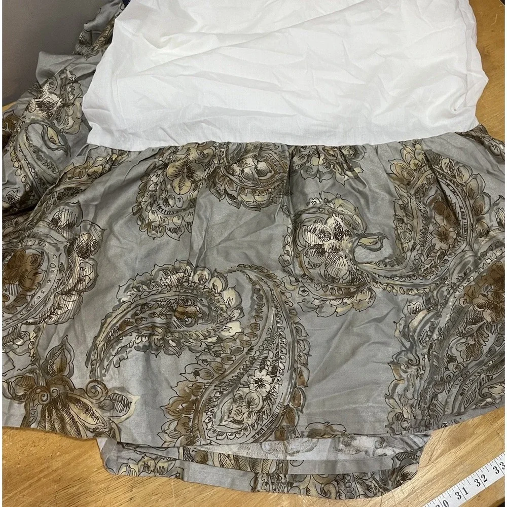 Chaps Ralph Lauren Cold Spring Paisley Gray Gold‎ King Bed Skirt